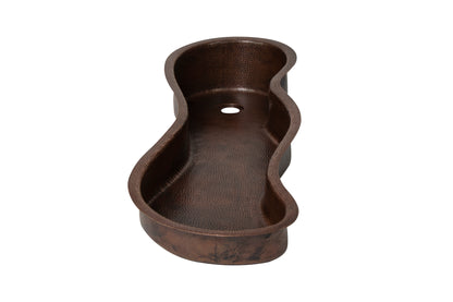 40" ZigZag Inclined Bottom Hammered Copper Bar Sink