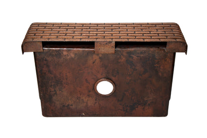 33" Farmhouse Single Well Bricks Design Straight Apron Hammered Copper Kitchen Sink